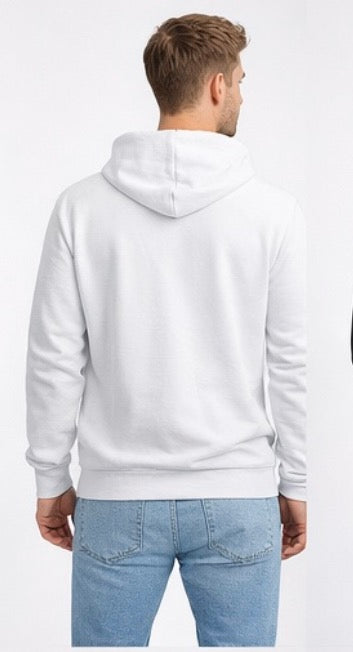 Sweat à capuche blanc street unisexe  - essential fit