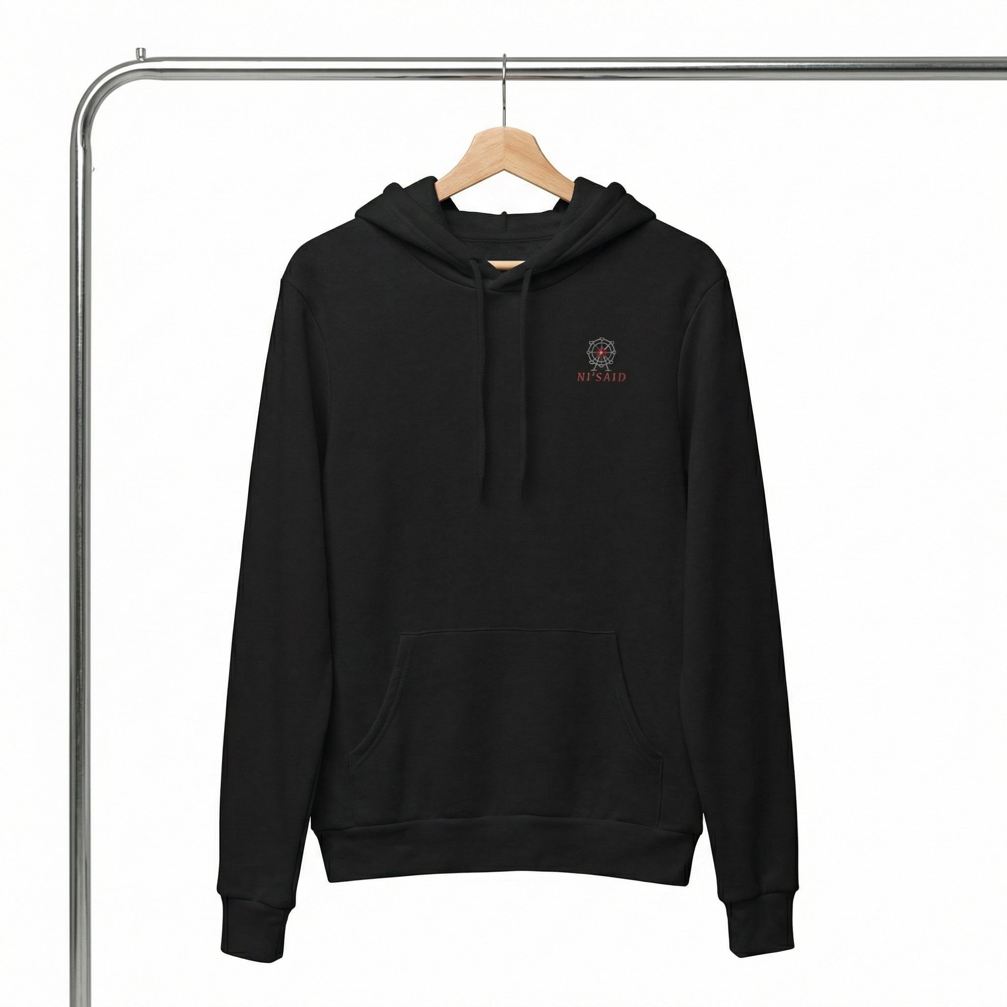 Sweat à capuche noir street unisexe - essential fit